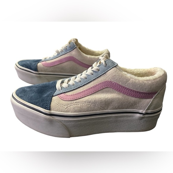 Vans Old Skool Stackform Pig Suede Leather/Sherpa Platform Women's Limited Ed - Picture 2 of 5